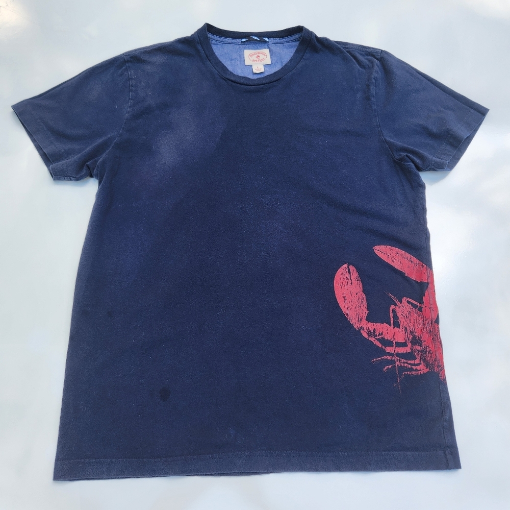 Brooks Brothers Boys Navy Tee with Red Lobster Graphic- Size Large